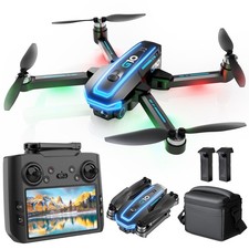 GPS Drone with 4K HD Camera for Adults,4.5 inch Screen Small, Black  Blue
