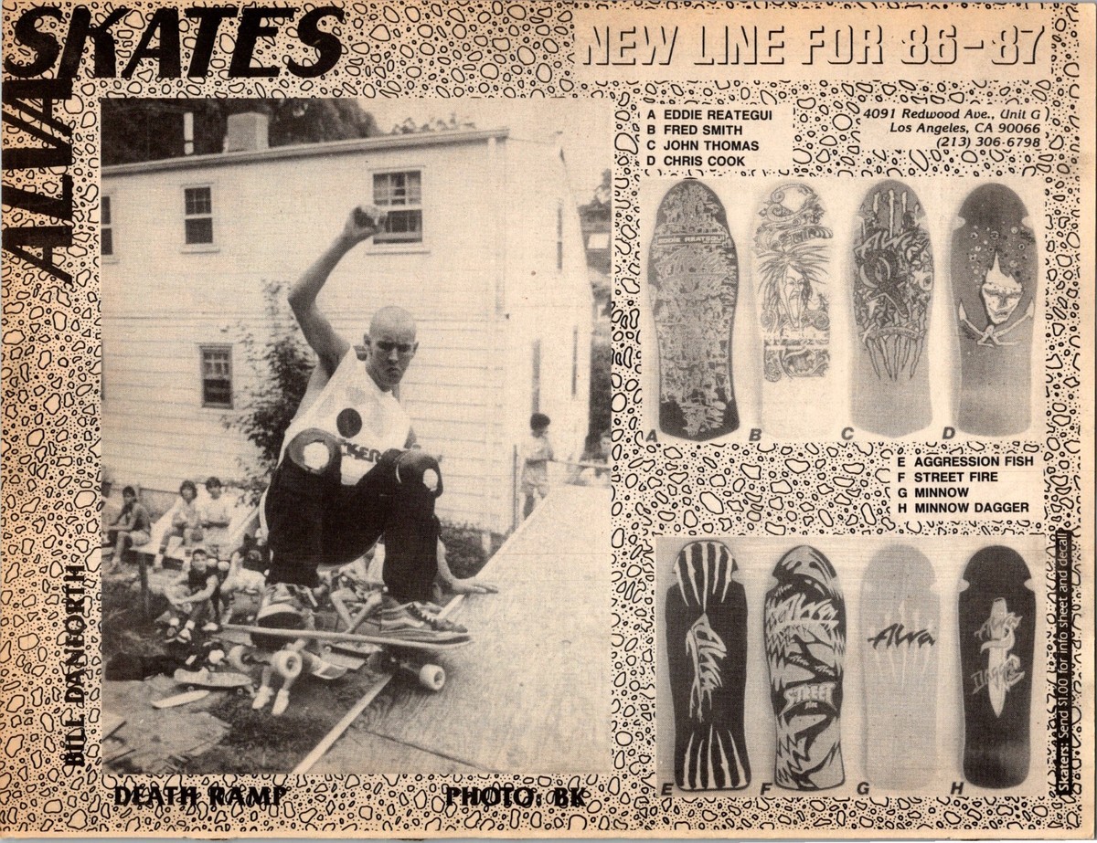 1987 Alva Skates Print Ad • 80s Bill Danforth Chris Cook Smith