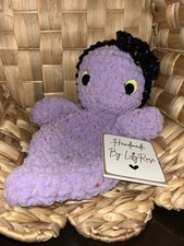 HANDMADE Purple Crochet Ghost Snuggler Ghost Lovey Ghost Plush Halloween Plush