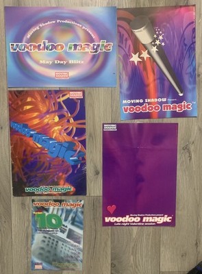 MOVING SHADOW  - Voodoo Magic - EQUINOX 1995 - 5 Rave Flyers EX = Very Good