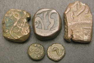 INDIA Mixed lot of 5 copper coins 1304 ¤