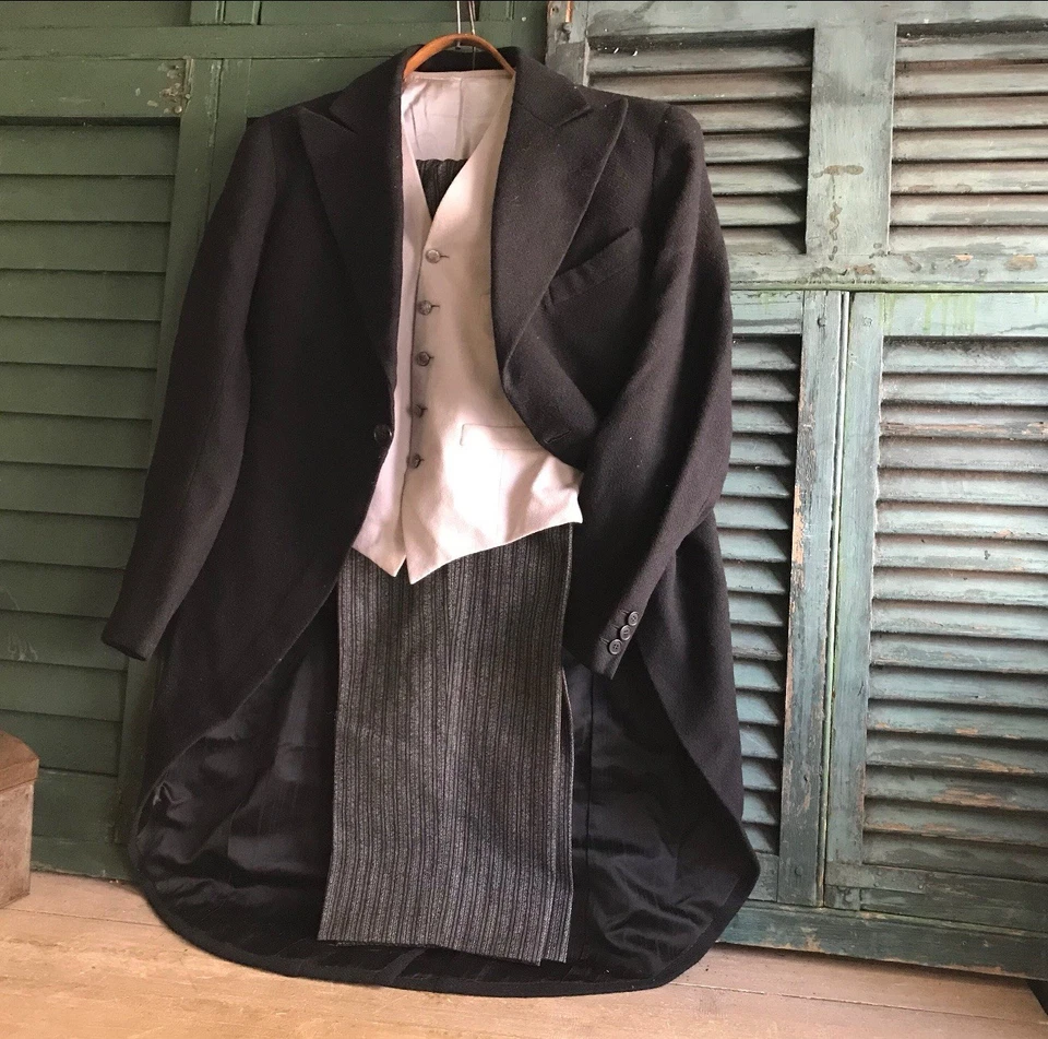 Antique French Gents Morning Suit, Wool Cashmere  1930 40 Paris Tailor D. Yvony - Image 2 of 4