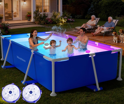 Above Ground Pool,2026 Frame Deep Swimming Pool with Pool Lights,Rectangle Famil