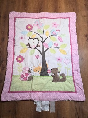 Circo Baby Quilt Blanket for Crib Owls Ladybug Squirrel Animals Pink
