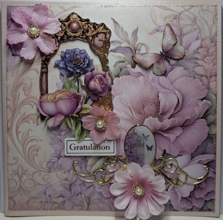 1 schöne Karte mit "FLOWERS " Papierset von LaBlanche Unikat Handarbeit