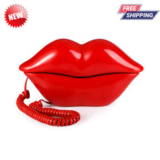 Red Lip Corded Telephone Cute Novelty Landline Phone for Home Office Decor