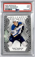 Jimmy Snuggerud 2025-26 UD Artifacts Emerald's Glow Rookie /10 #197 PSA 9 St.