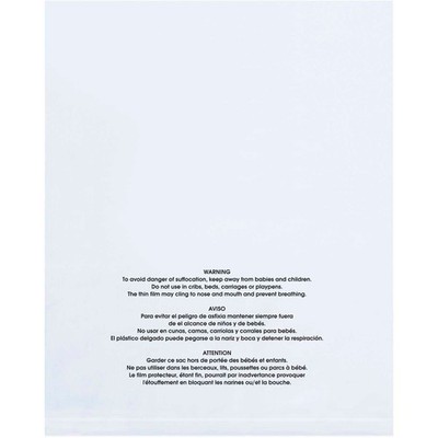 Global Industrial Flat Suffocation Warning Poly Bags 18''W x 24''L 2 Mil Clear 500