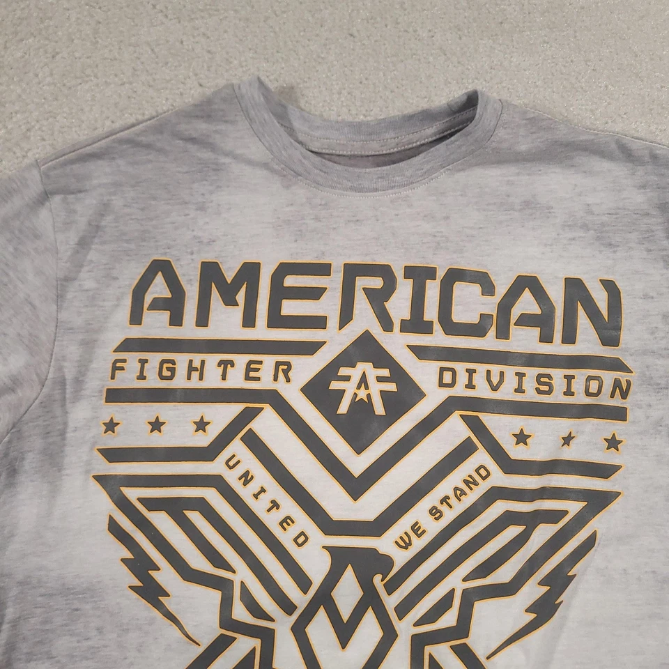 American Fighter Division Shirt Mens Medium Gray Long Sleeve Graphic Buckle - Image 3 of 4