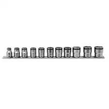 Ko-ken USA 3/8 Square Drive NUT GRIP Socket Set 8-19 mm Chrome Rail - 11 Piece
