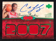 Carl Landry 2007 Upper Deck UD Premier #121 ROOKIE PATCH AUTO Emerald #17/49