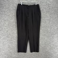 Nine West Dress Pants Women 14 Black Tapered Pleated High Rise Rayon Casual