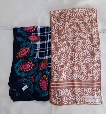 Diane Von Furstenberg Vtg 100 % Sil Scarves Square& Rectangle Set Of 2