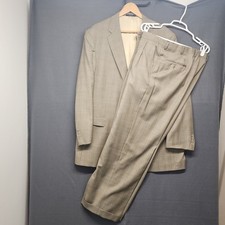 Hart Schaffner Marx Mens Suit Jacket 46L Pants 36x28 Pleated Cuffed Vintage USA