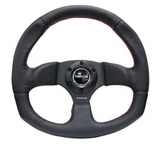 NRG-RST-009R-RS Reinforced Steering Wheel Black Leather Steering Wheel with