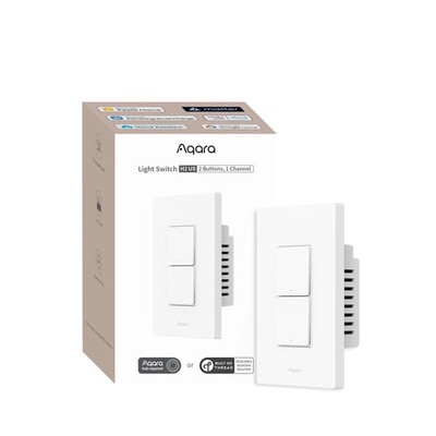 Aqara Smart Light Switch H2 (2-in-1 Neutral, 2 Buttons, 1 Channel), Thread/Zigbe