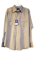 NWT WRANGLER Cowboy Cut Classic Fit Tan Pearl Snap Western Work Shirt XL Country