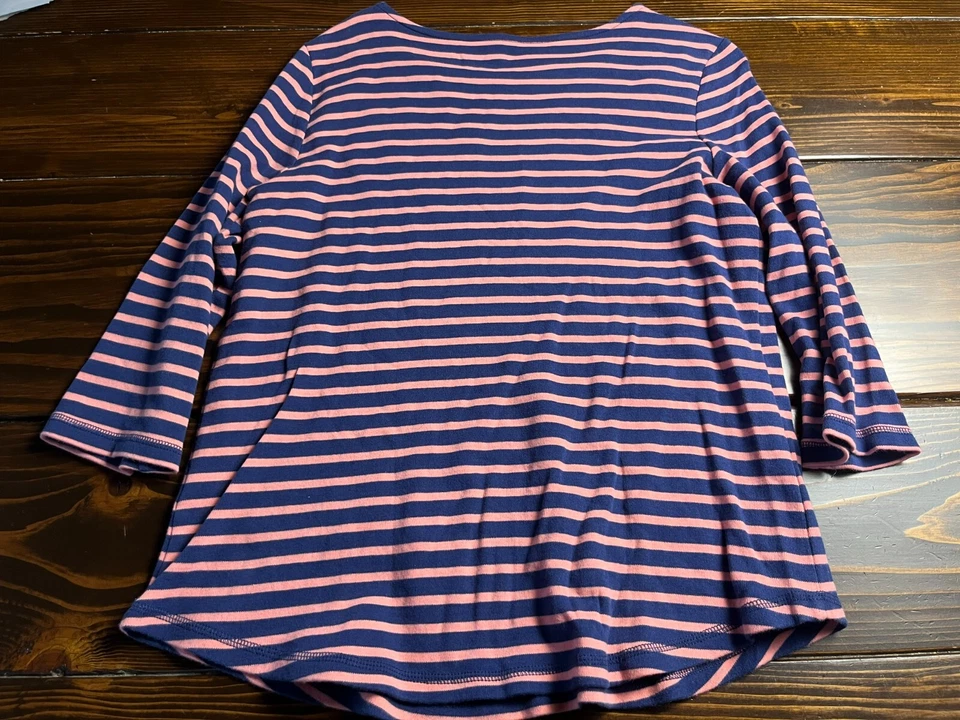 Studio Works рубашка, женский размер средний, розовый синий, в полоску, рукав 3/4 - Изображение 2 из 4