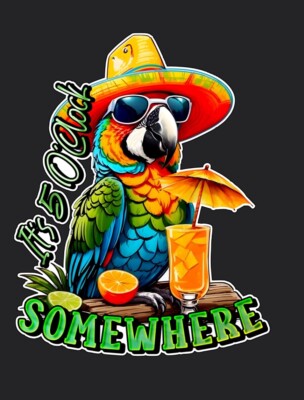 It s Five O clock Somewhere 3  Tall Sticker Decal  Jimmy Buffett Margaritiville