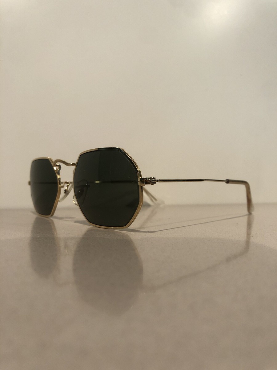 美品 B&L RAY-BAN U.S.A. W1535 オクタゴン ゴールド Vintage B & L Ray Ban Octagon Gold Framed Sunglasses + Case, W1535