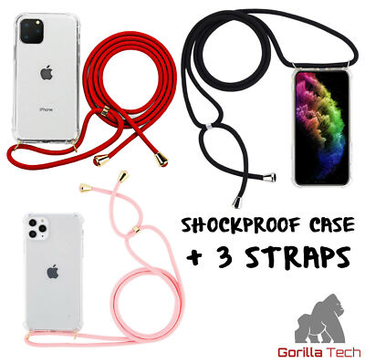 Stoßfeste durchsichtige Umhängetasche mit 3 Umhängeband Riemen für iPhone X XS Max