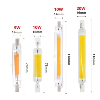 R7s LED 220V  78mm 118mm Alles Glas ohne Flimmern COB Ersetzen Halogenlampe