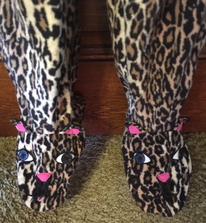 Милый!! NICK & NORA леопард гепард печать ножки 1 шт флис пижама PJ, размер S - Изображение 2 из 4