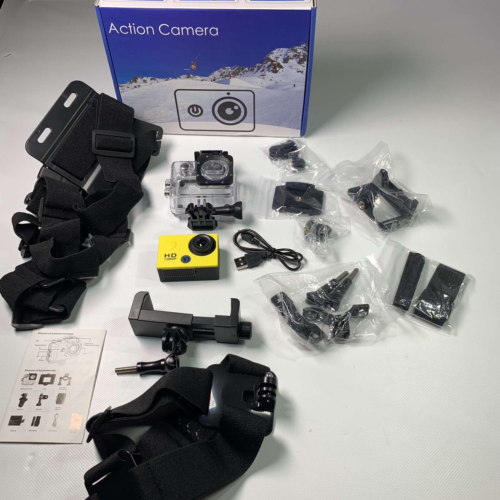 Action Camera 1080p Model H-15 Just Challenge It W/Dive kit 4GB Card Yellow-image
