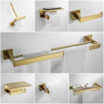 Bathroom Accessories Gold Brushed Hardware Towel Toilet Paper Holder Rack Hook