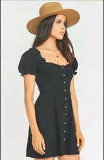 Show Me Your Mumu Womens Napoli Black Linen Short Sleeve Mini Dress Size XS $272