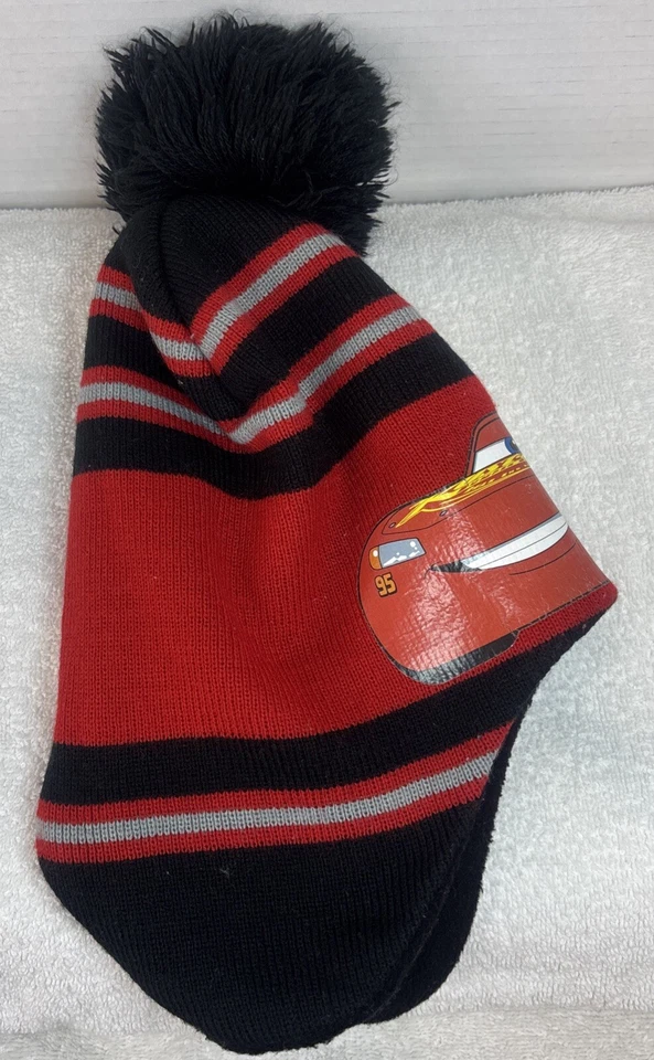 Disney Pixar Cars 3 Lightning McQueen Niños Pom Gorro Rojo/Negro/Gris Foto 4 de 4