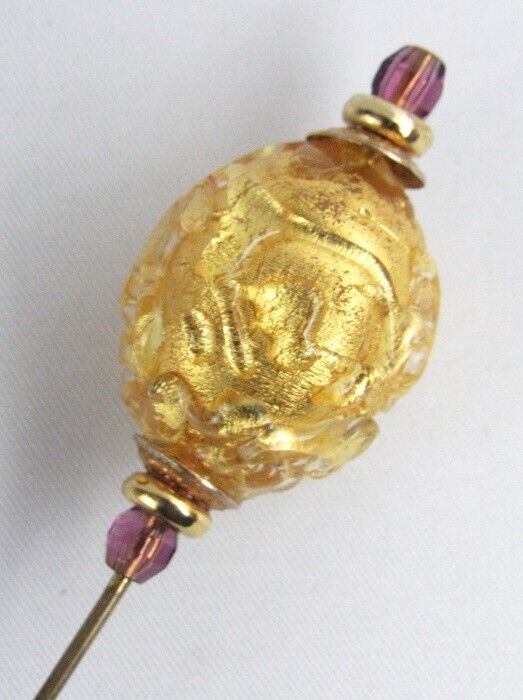 Vintage Murano Gold Drizzled Textured Venetian Gl… - image 3