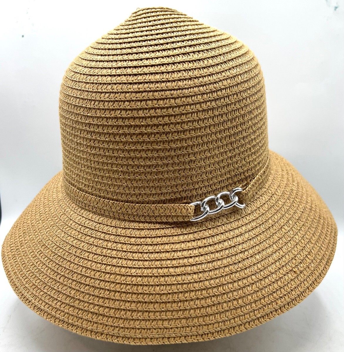 Magid Black Straw Hat w Chain accent on band Wide Brim OS  display picture 3