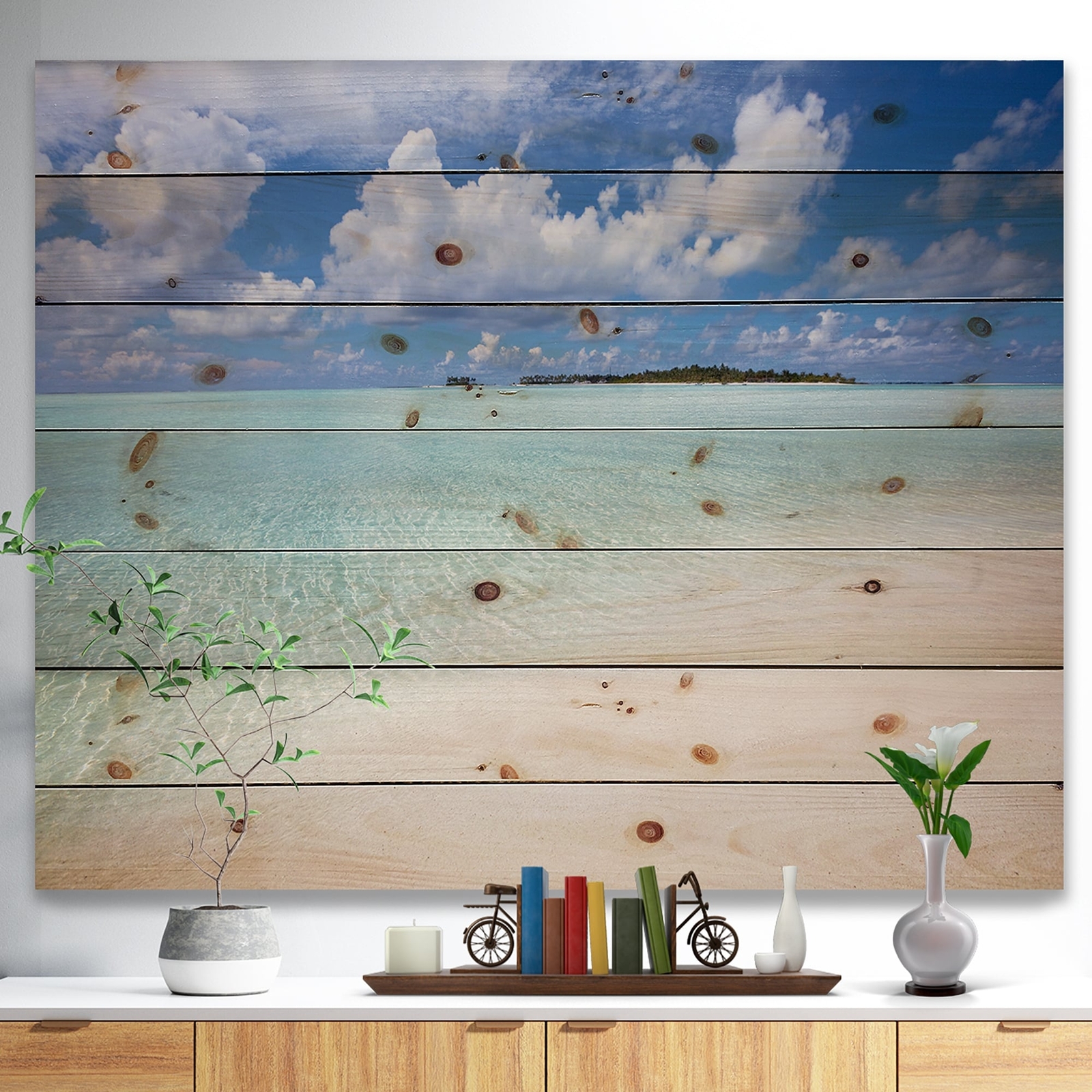 Designart 'Fascinating Maldives Empty Seashore' Nautical & Coastal Wood Wall
