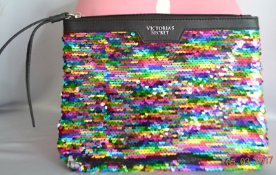 Victorias Secret FLIP SEQUINS BLING Carrie All Pouch Wristlet Bag
