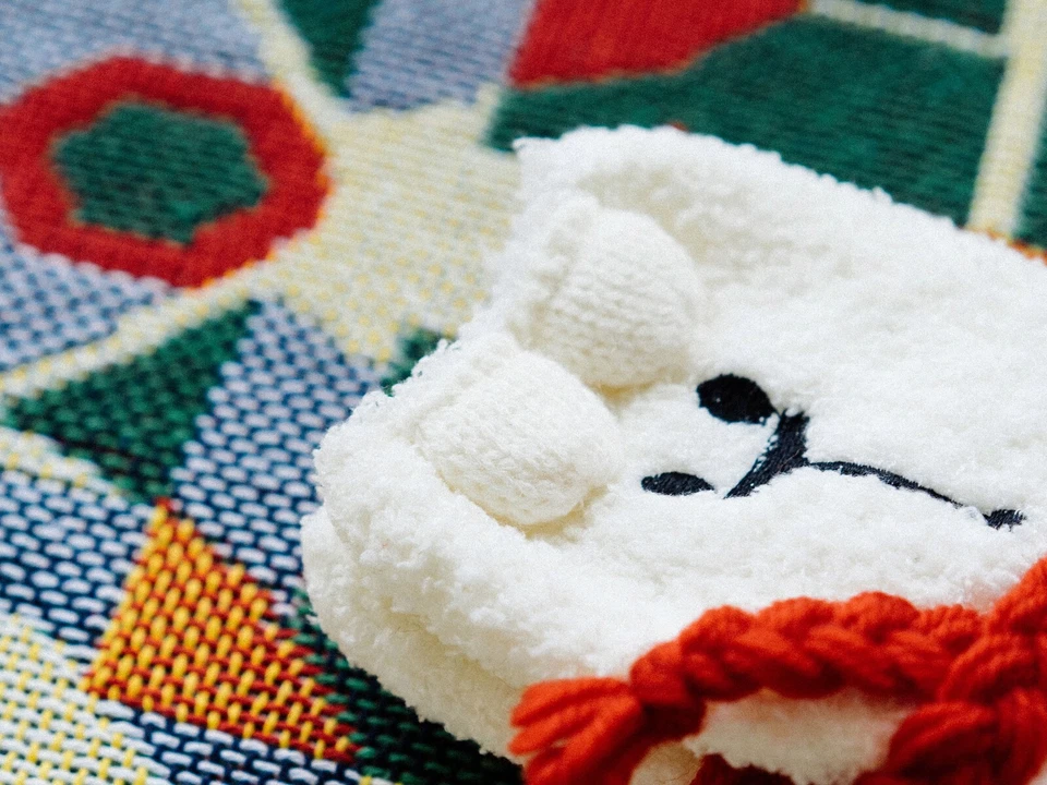 3Pairs Christmas Slipper Socks Unisex Fluffy Socks Warm Winter Xmas Holiday Gift - Image 4 of 4