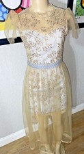 MAXRIENY BLUE FLORAL EMBROIDED WITH SHEER SHIMMERING MESH OVERLAY SM b2
