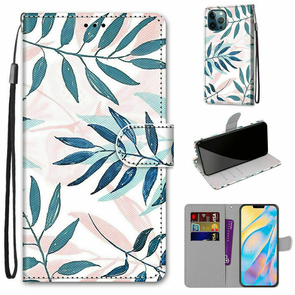 For iPhone 11 12 Pro Max XR XS 6 7 8 SE Tree Leaf Flip Card Wallet Phone Case