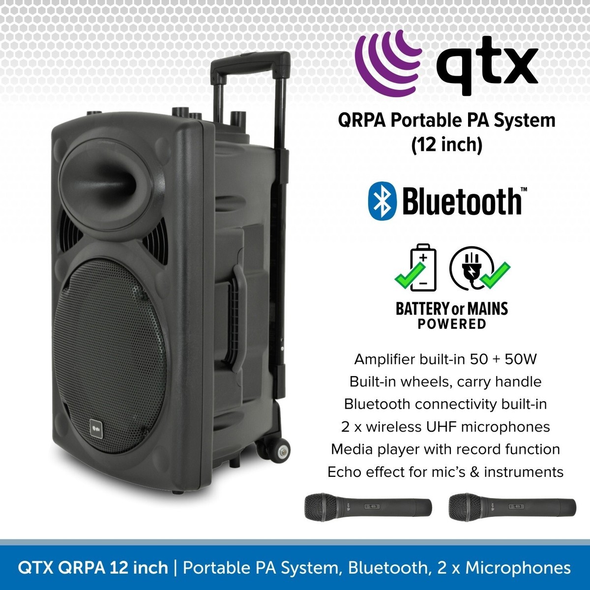 Qr12pa Qtx Portable Pa System QTX Sound QR12PA Portable PA Speaker