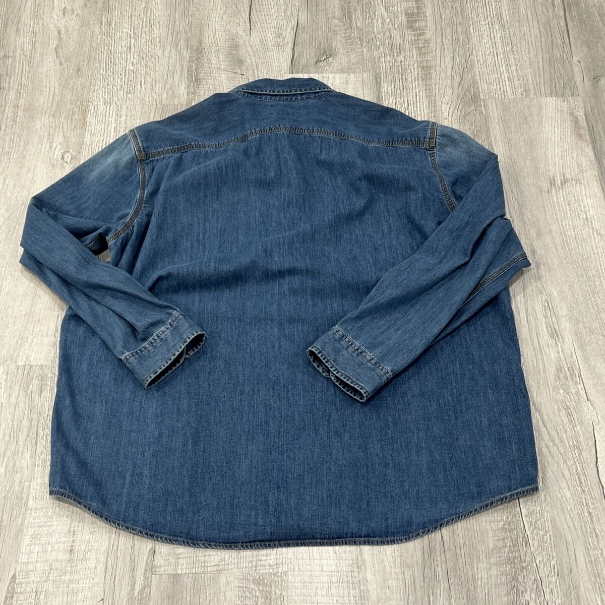 Vintage LL Bean Indigo Denim Shirt Mens Button Up 90s Long Vintage LL Bean Indigo Denim Shirt Mens Button Up 90s Long