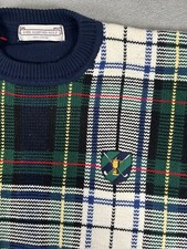 Vintage John Ashford Golf Sweater Mens L Cotton Knit Crewneck Pullover Crest