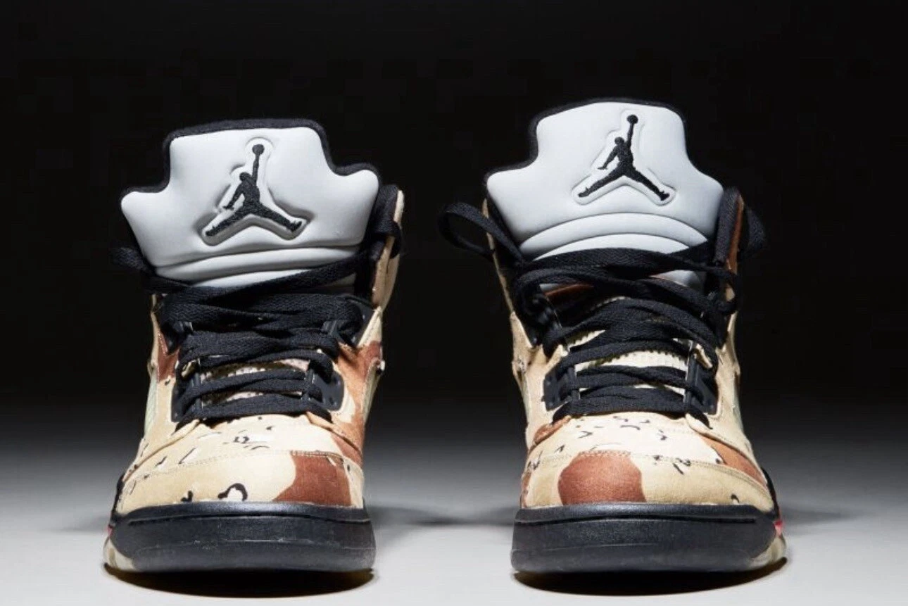 Rick Ross occasion taille 11,5 Supreme x Air Jordan 5 Retro Desert Camo avec coa signé