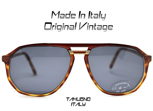 MADE in ITALY OCCHIALI SOLE UOMO vintage pilota QUADRATO MARRONE AMBRA |  eBay