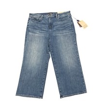NYDJ Wide Leg Capri Jeans Rhodes Medium Wash Blue Denim Lift Tuck Size 12 New