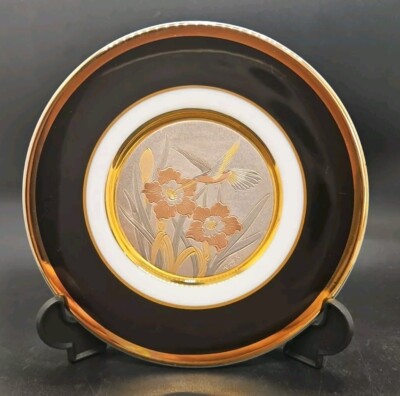 Vintage The art of Chokin 24k Gold Sammelteller 6'' Vogel & Blumen