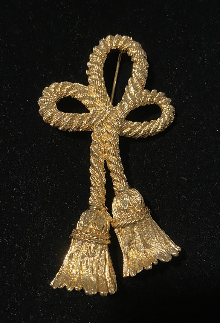 アクセサリー Givenchy Brooch Rope Gold Tone Vintage Vintage Givenchy Gold Tone Pin Brooch Twisted Rope With Tassels