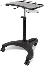 Height Adjustable Mobile Laptop Desk Cart with Wheels and Storage
