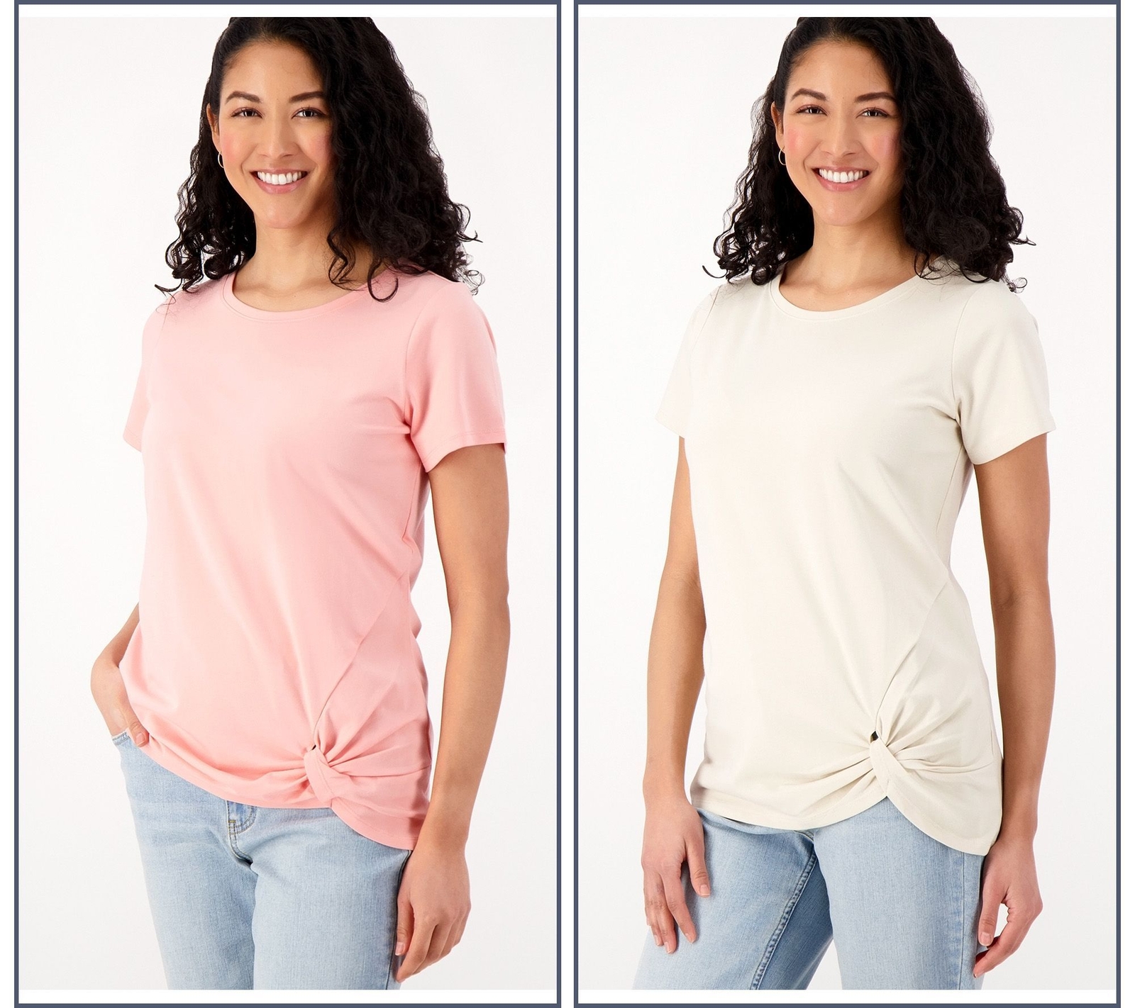 Belle by Kim Gravel Women's Top Sz M Primabelle Knit Twist Hem Tops Pink A594936