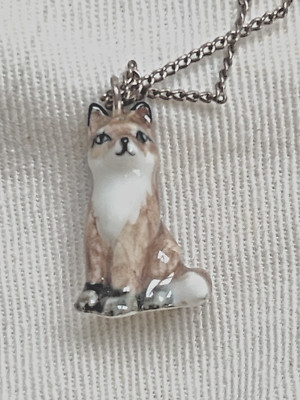Nach Bijoux Porcelain Fox Pendant Necklace 22''
