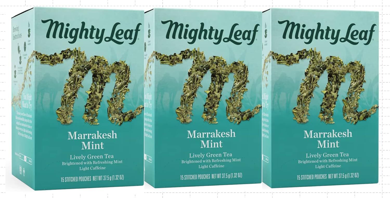 Mighty Leaf Tea Marrakesh Mint Green Tea, 15Count Whole Leaf Pouches